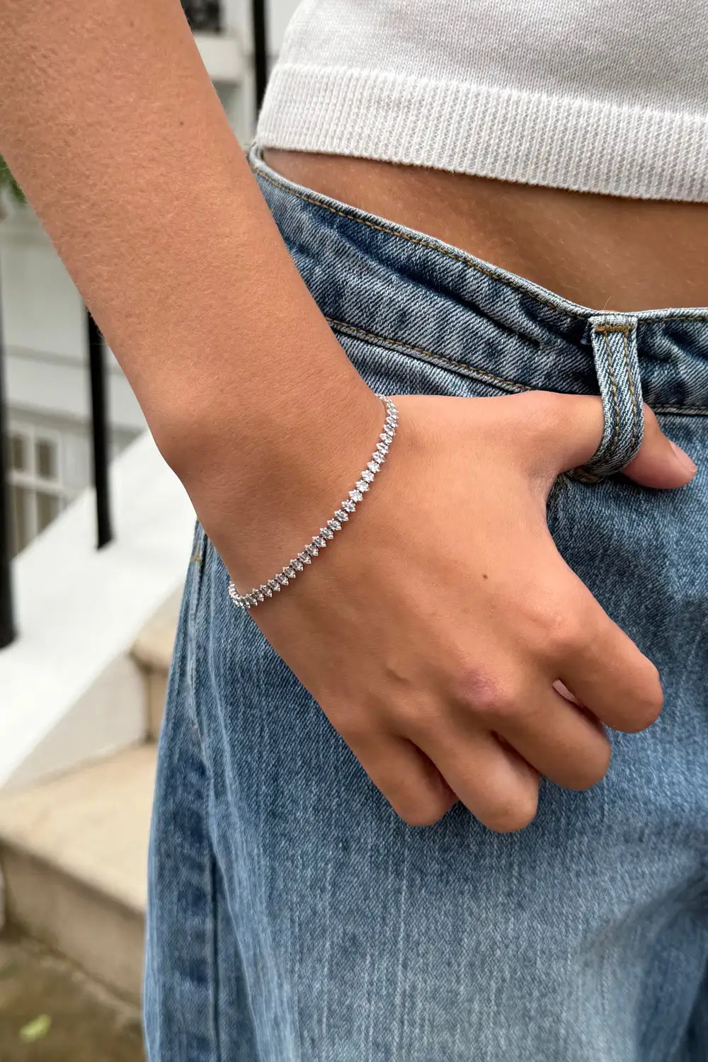 Slim Rhinestone Line Bracelet