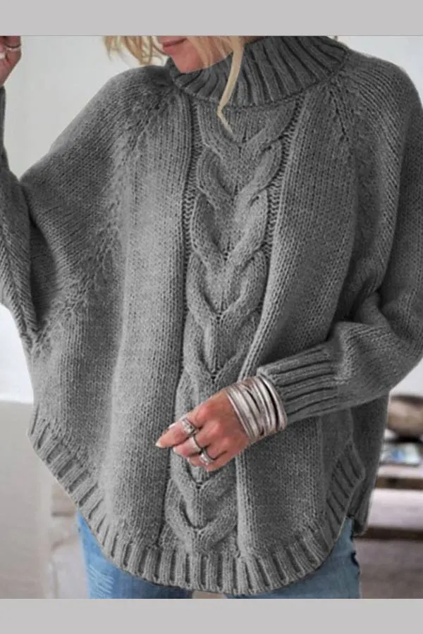 Fashion Turtleneck Bat Sleeve Sweater