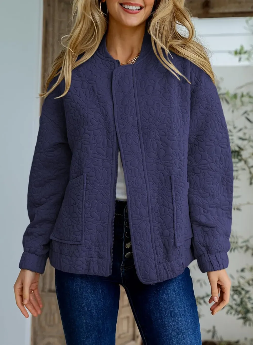 Jackets for Women Spring Fashion 2025 Cute Jacquard Coats Lightweight Zip Up Jackets Dressy Casual