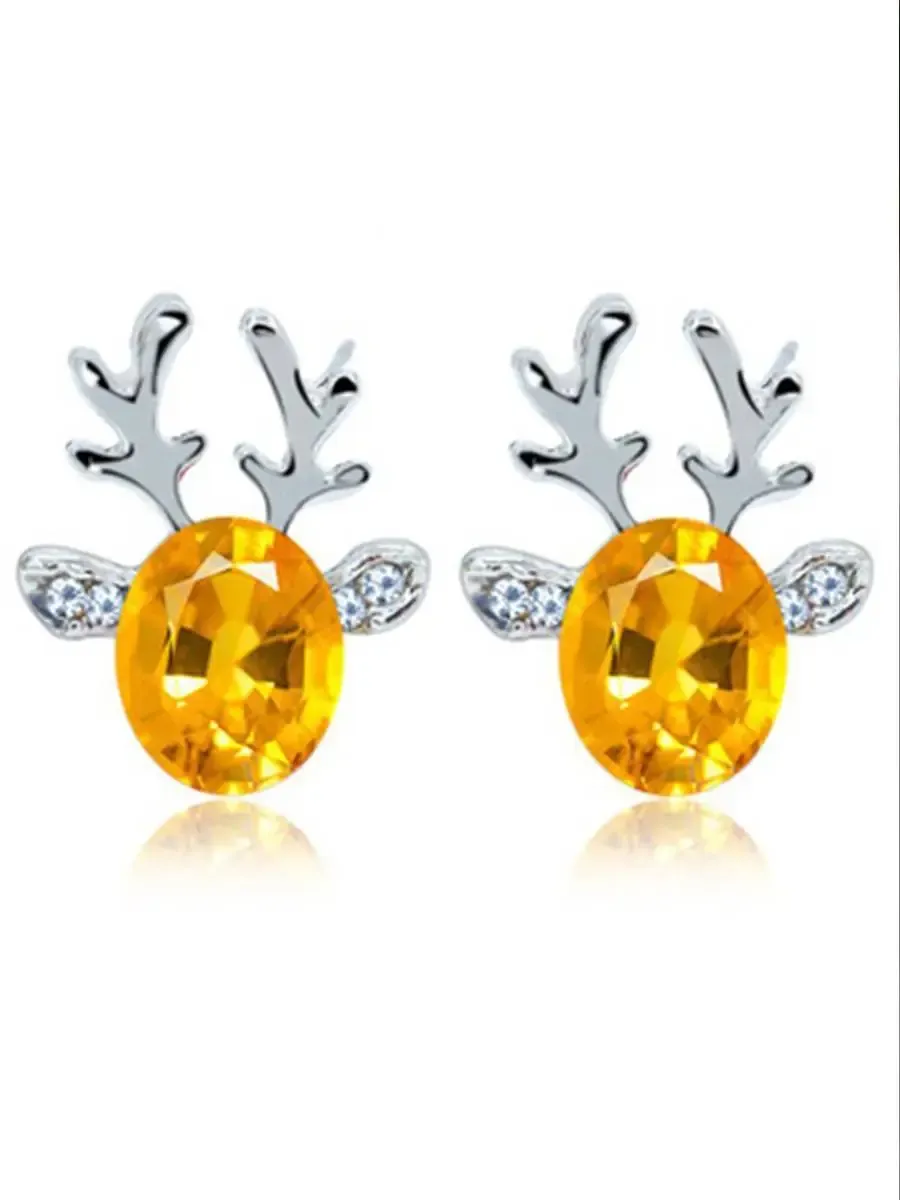 Christmas Crystal Jewel Antler Earrings