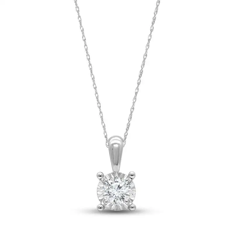 Diamond Necklace 1/3 ct tw Round-cut Sterling Silver 18