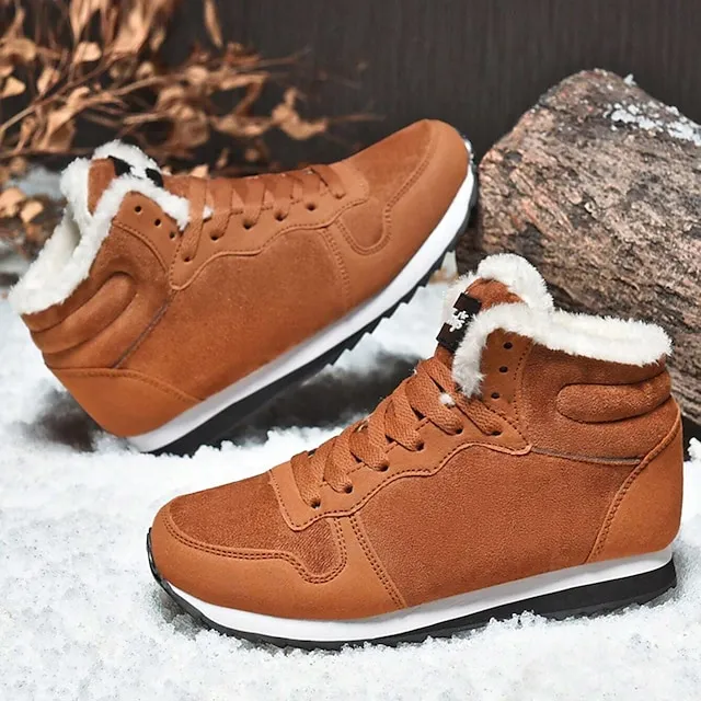 Women's Sneakers Boots Snow Boots Plus Size Comfort Shoes Outdoor Work Daily Flat Heel Round Toe Fashion Sporty Classic Running Walking Faux Suede Lace-up Solid Color