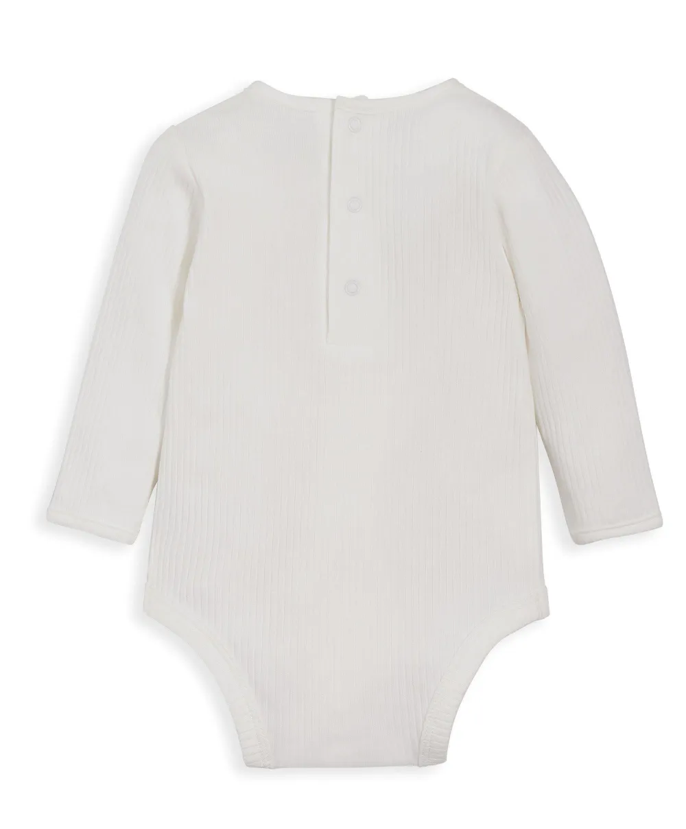Organic Cotton Ribbed Bodysuit - White