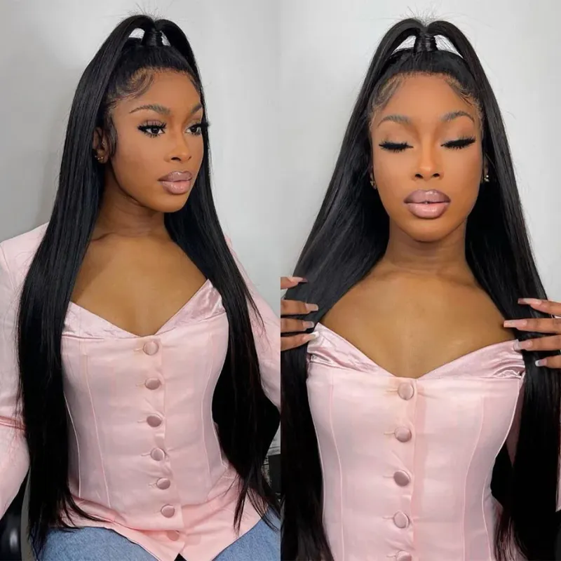 8inch-32inch Straight Human Hair Bundles with 5x5 Lace Closure