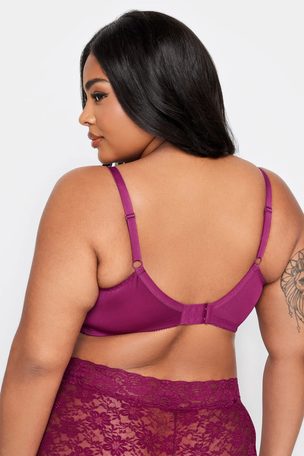 YOURS Dark Purple Hi Shine Lace Non-Padded Non-Wired Full Cup Bra