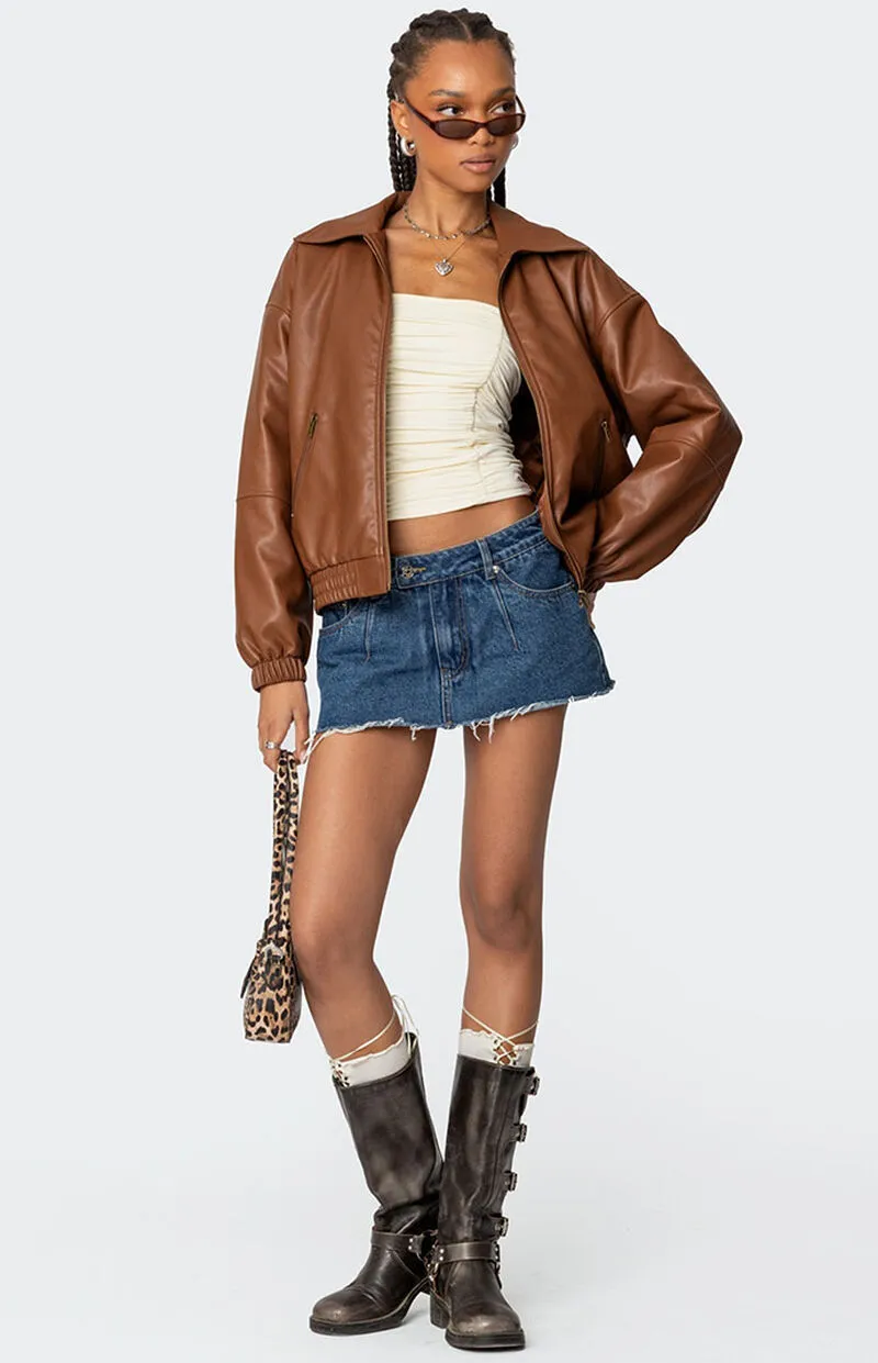 Edikted Halley Faux Leather Bomber Jacket