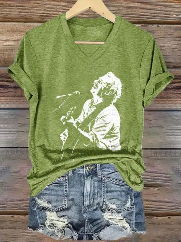 V-Neck Retro Wrinkles Only Go Where Smiles Have Been Print T-Shirt