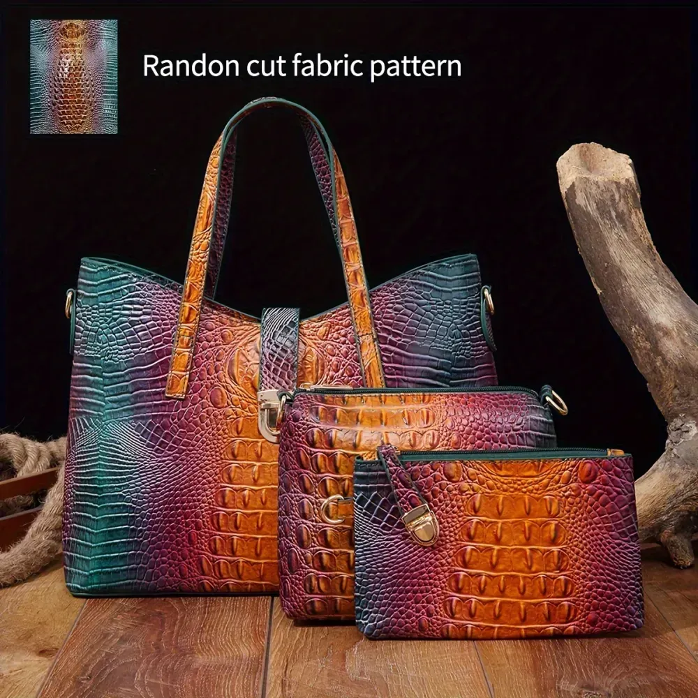 3pcs Gradient Color Purse Set