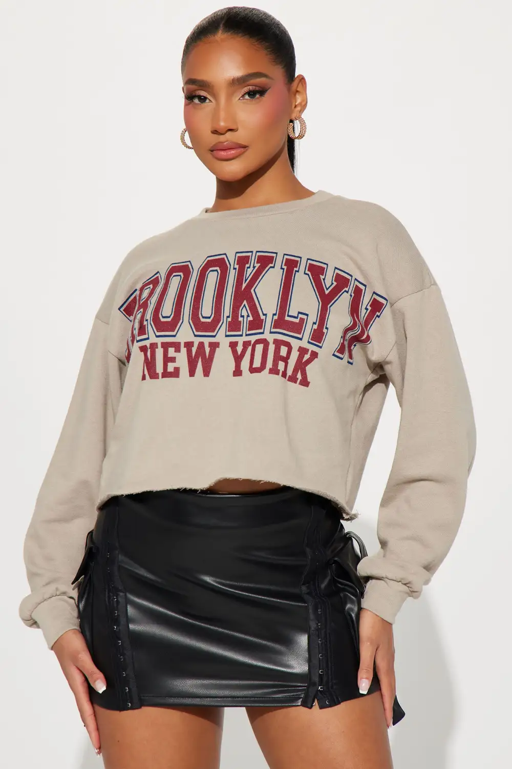 Brooklyn NY Crop Top - Taupe