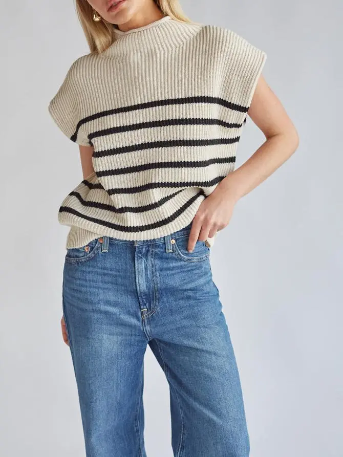Amari Mock Neck Sleeveless Sweater Top