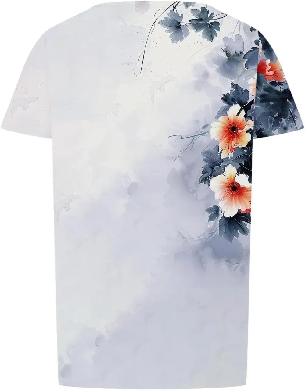 Womens Summer Pleated Front Shirts Tunics Casual Short Sleeved Loose Round Neck Boho Printed Tops Vacation Blouse