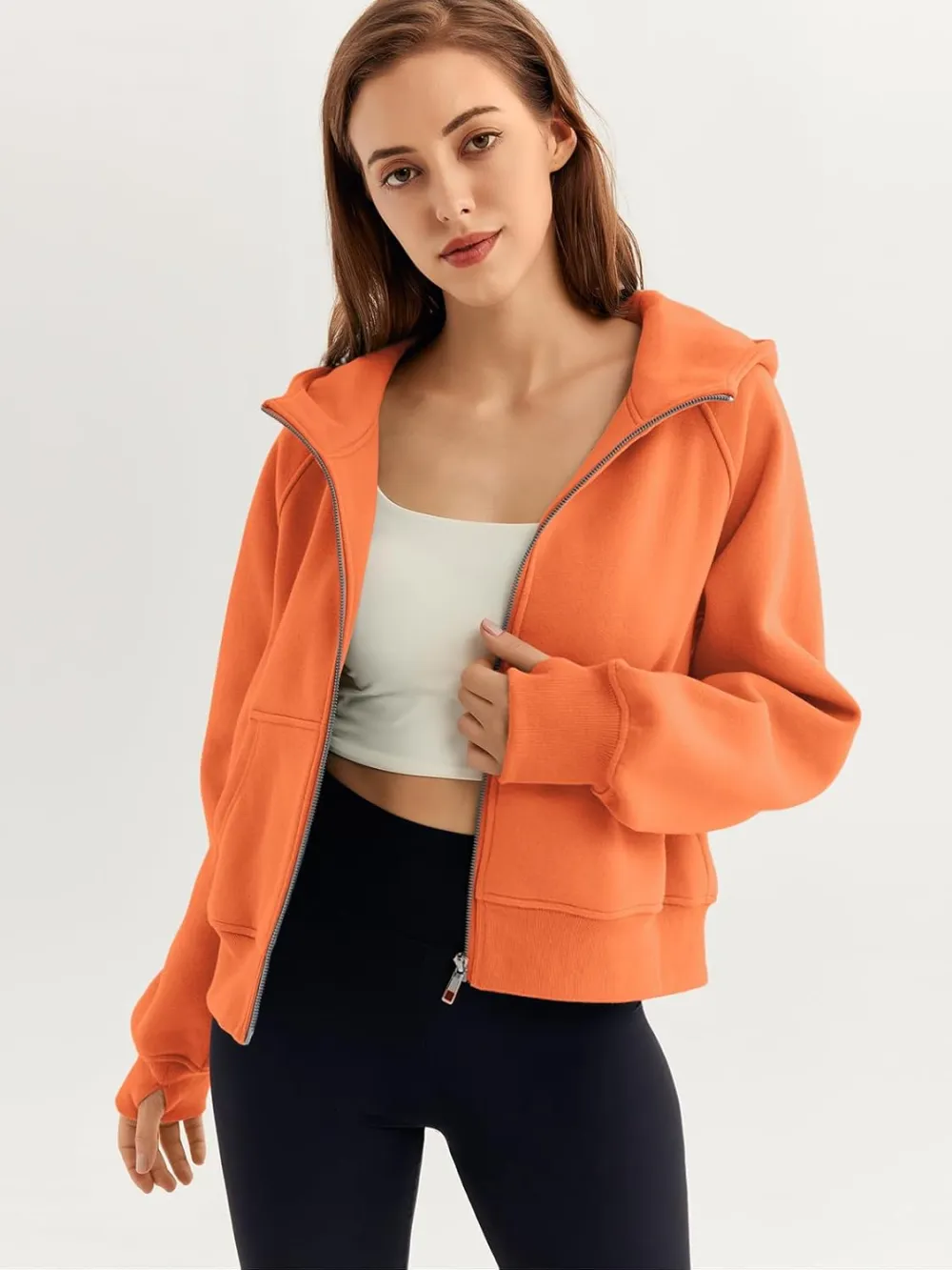 Womens Zip Up Hoodies Fleece Jackets Oversized Sweatshirts Fall Fashion Outfits 2024 Sweaters Winter Clothes