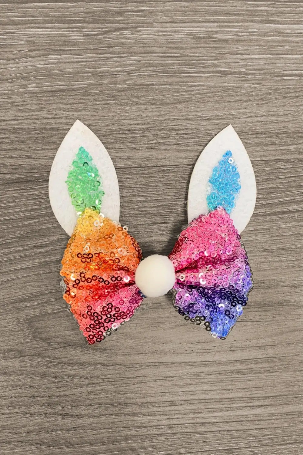 Rainbow Sequin Bunny Bow