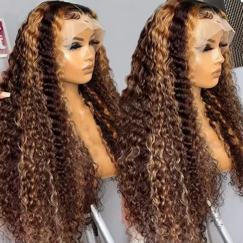Highlight Deep Wave Wig Premium Super Double Drawn 13×6 Lace Human Hair Wig 250% Density