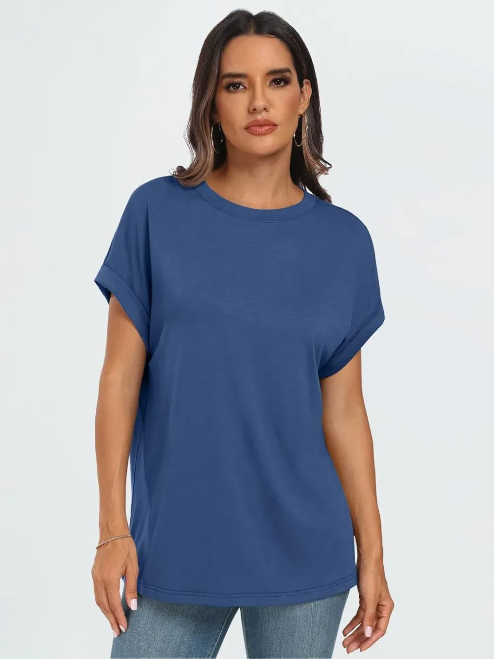 AUTOMET Women Tops Casual Basic T Shirts Loose Fit Crewneck Short Sleeve Summer Outfits