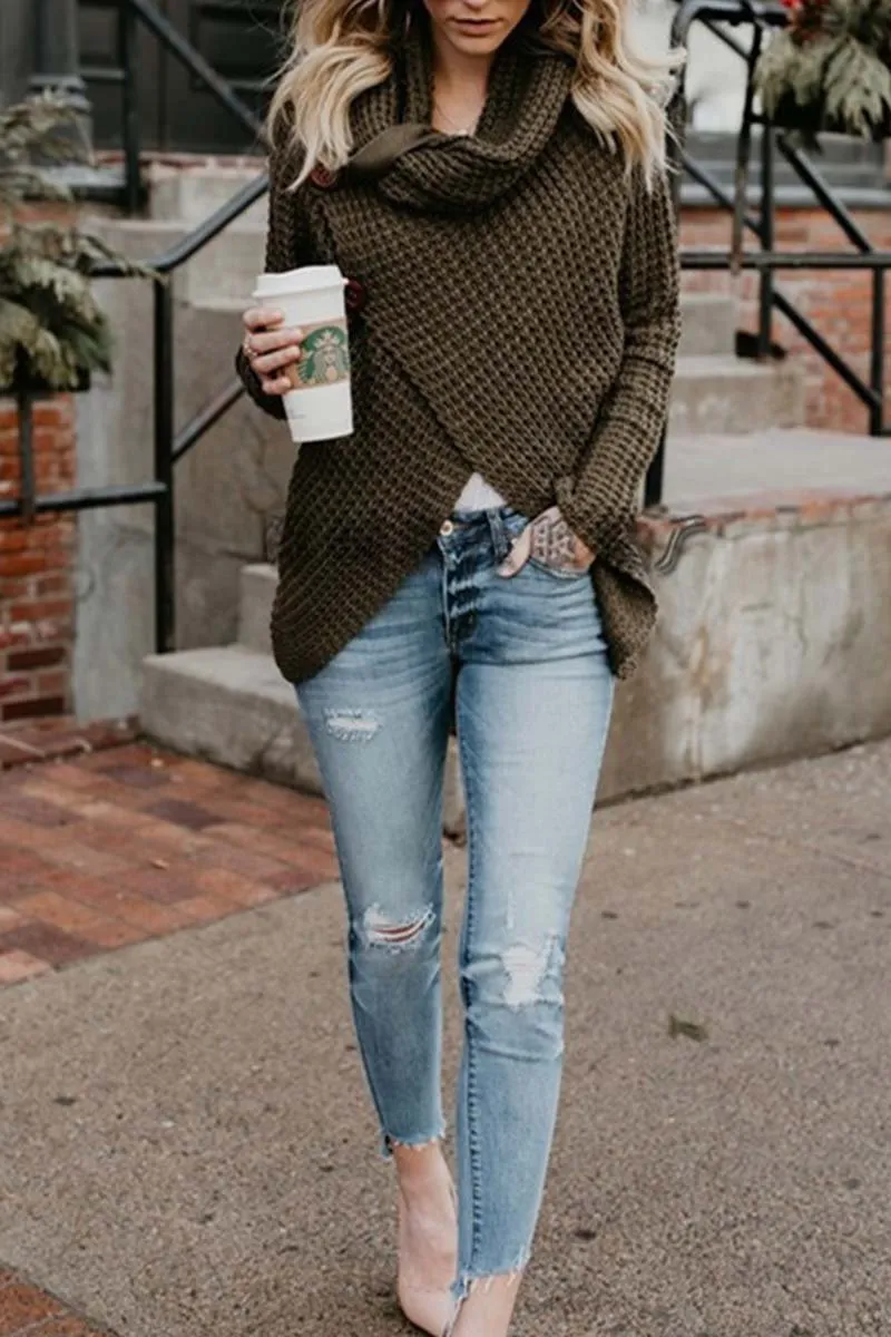 Irregular Winter Shawl Sweater
