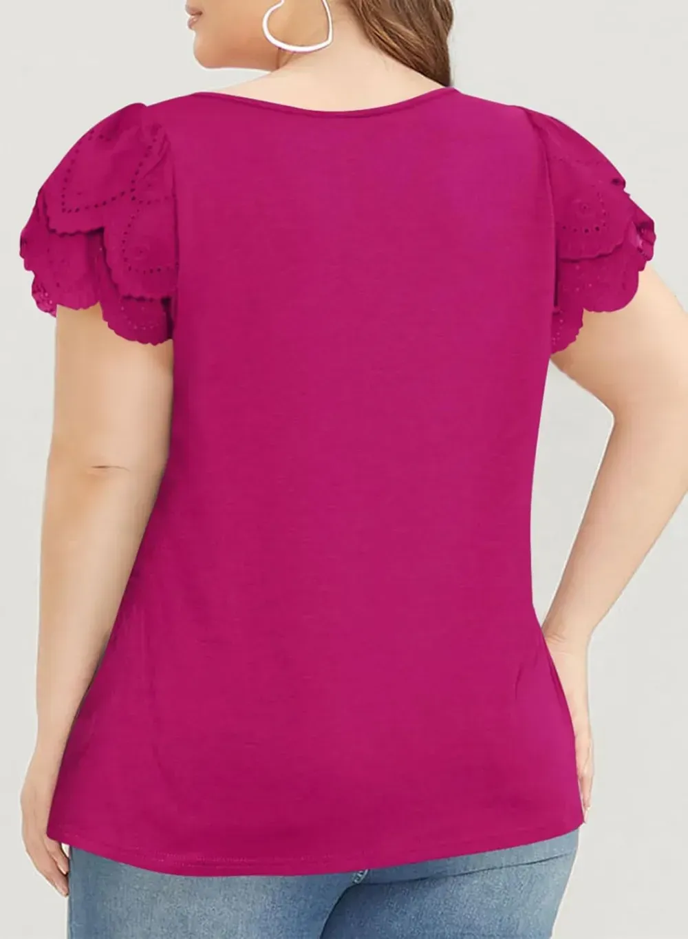 Eytino Womens Plus Size Tops Ruffle Short Sleeve Square Neck Summer Loose Casual Tee Shirts(1X-5X)