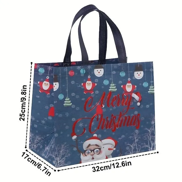 6pcs Gilding Christmas Gift Bags Christmas Tote Bags With Handles Reusable Reinforced Handle Grocery Bags Christmas Treat Bags Multifunctional Non-Woven Christmas Bags For Gifts Wrapping Shopping