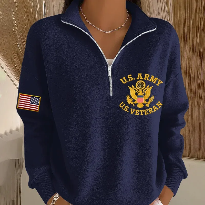 Women's Veteran Print Casual Sweatshirt