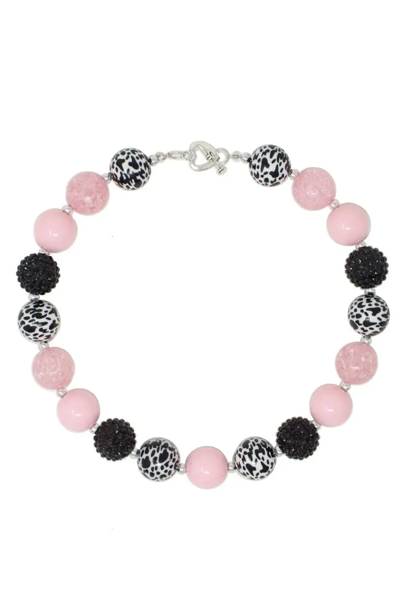 Pink Cow Print Bubblegum Necklace