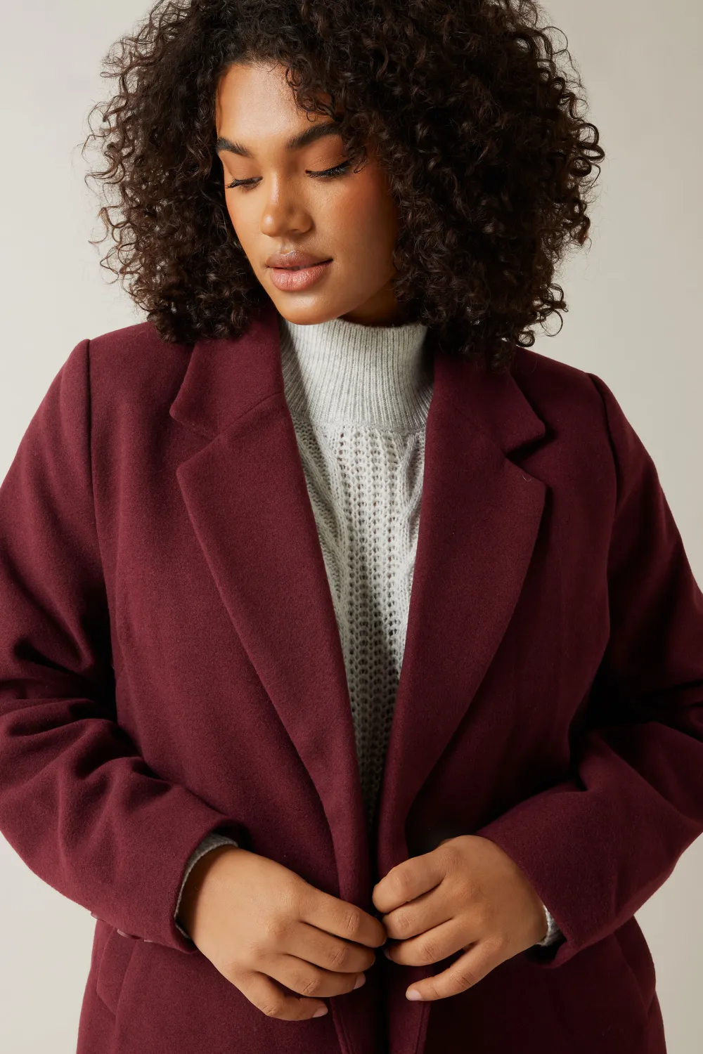 Evans Burgundy Red Midi Formal Coat