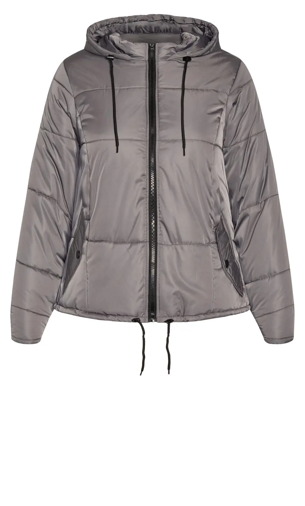 Evans Grey Hooded Cropped Puffer Jacket