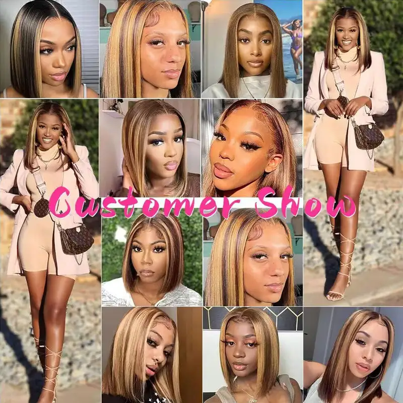 Sterly Highlights Straight Glueless Bob Wig Wear Go 6x4.5/7×5/9×6 Pre Cut HD Lace Wig