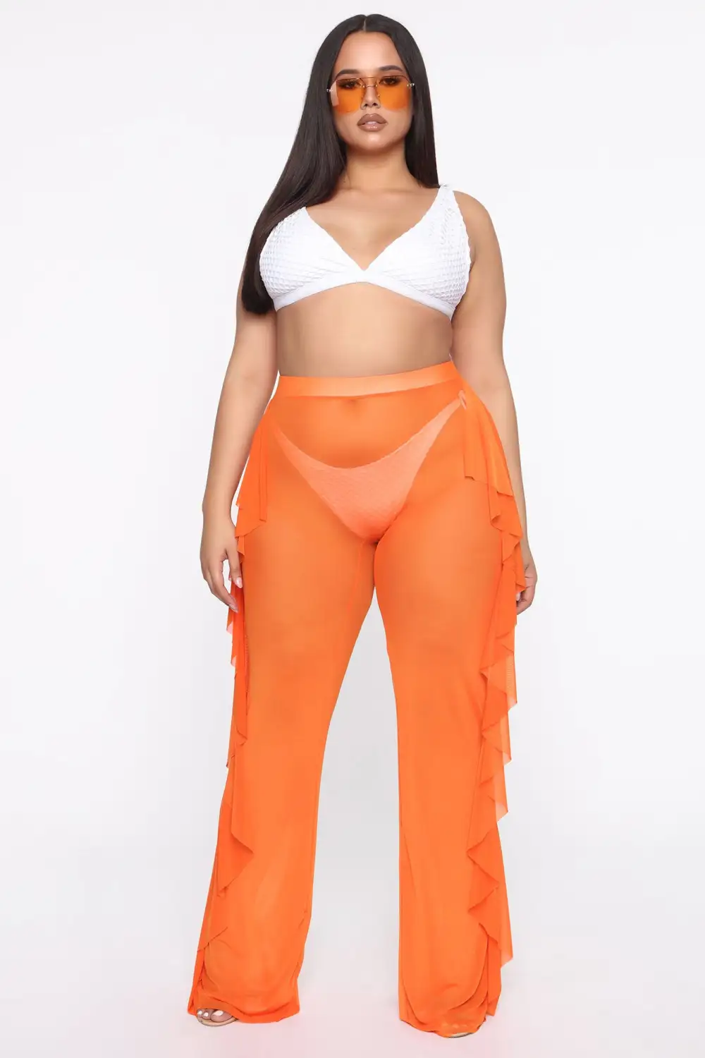 Sunshine See Through Cover Up Pant - Orange