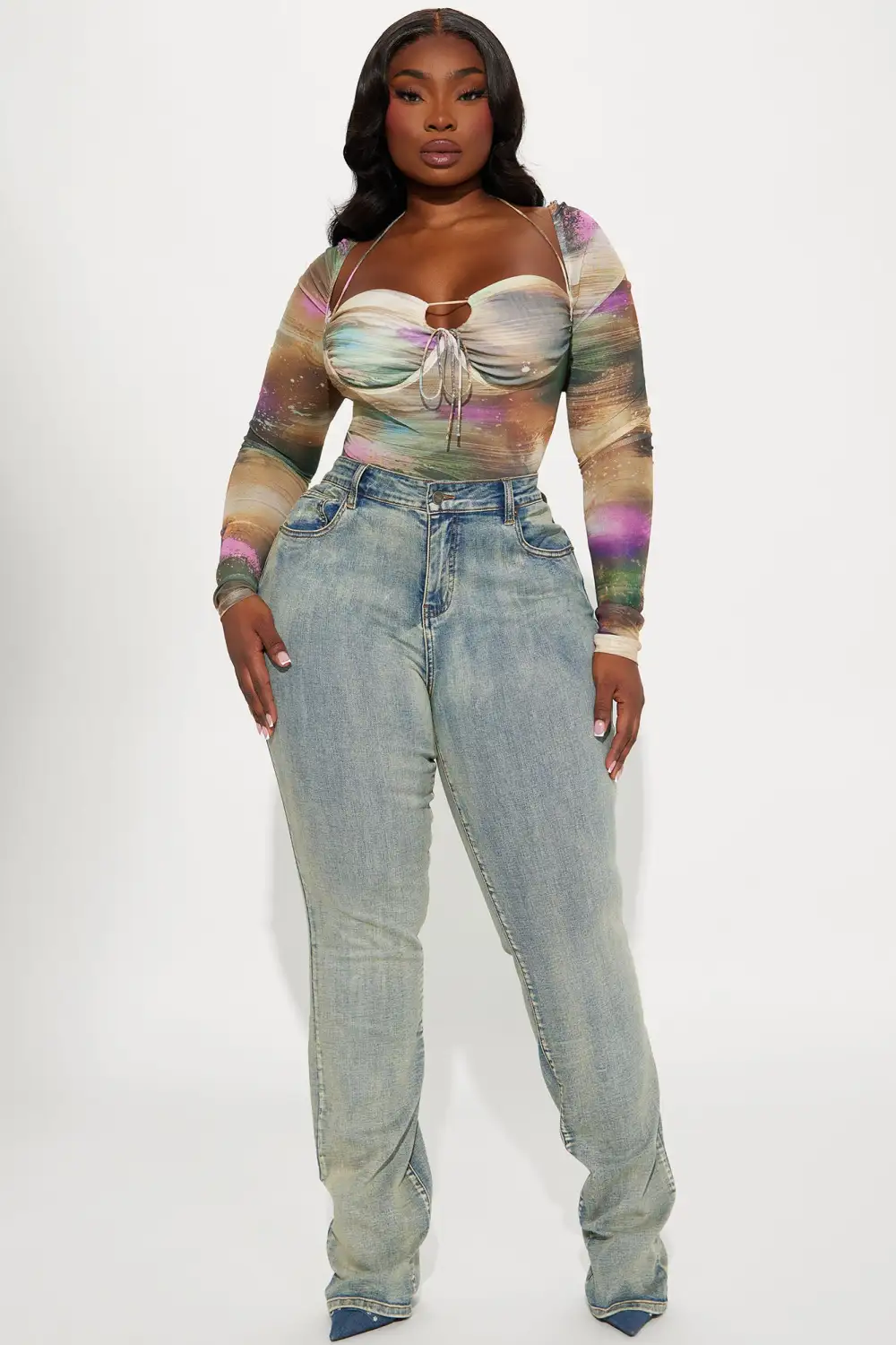 Venus Mesh Corset Top - Taupe/combo