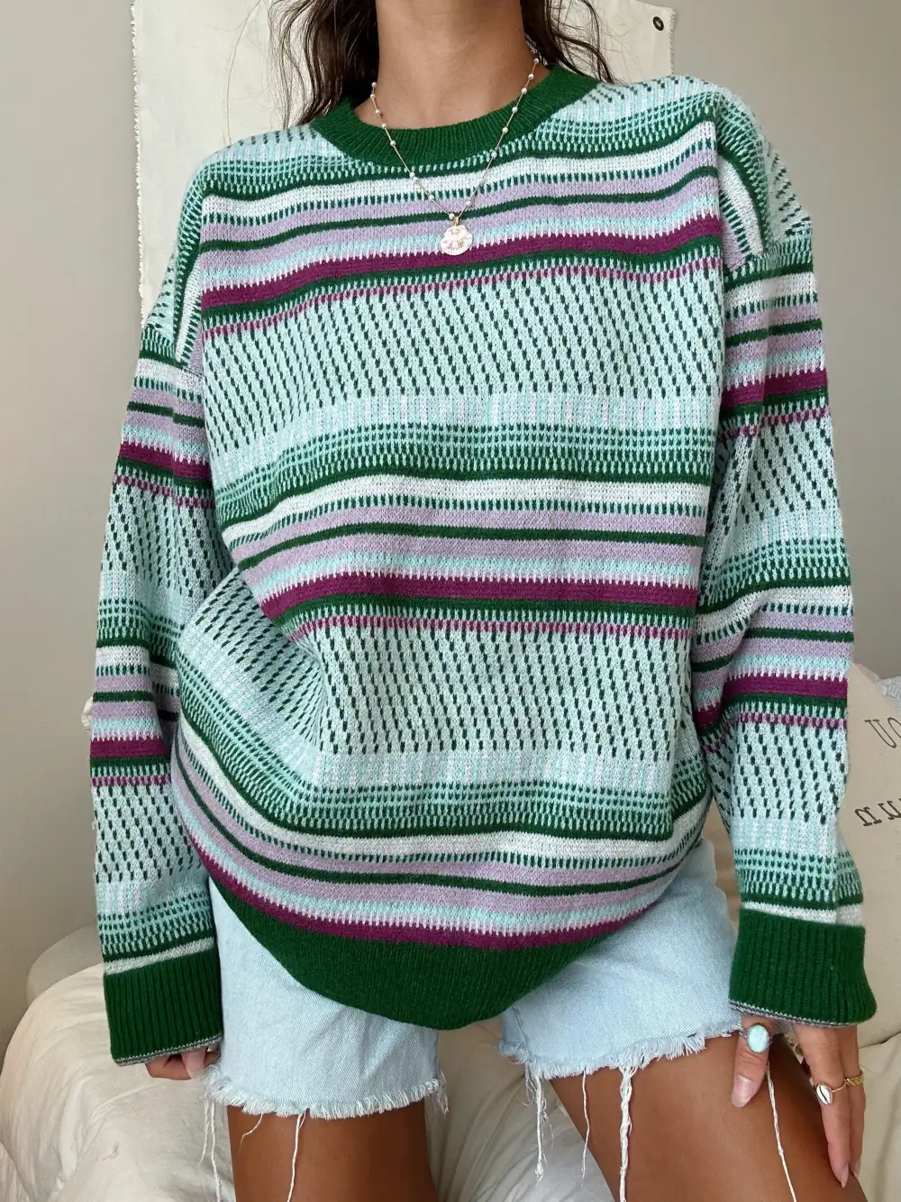 VINTAGE STYLE STRIPED KNIT SWEATER
