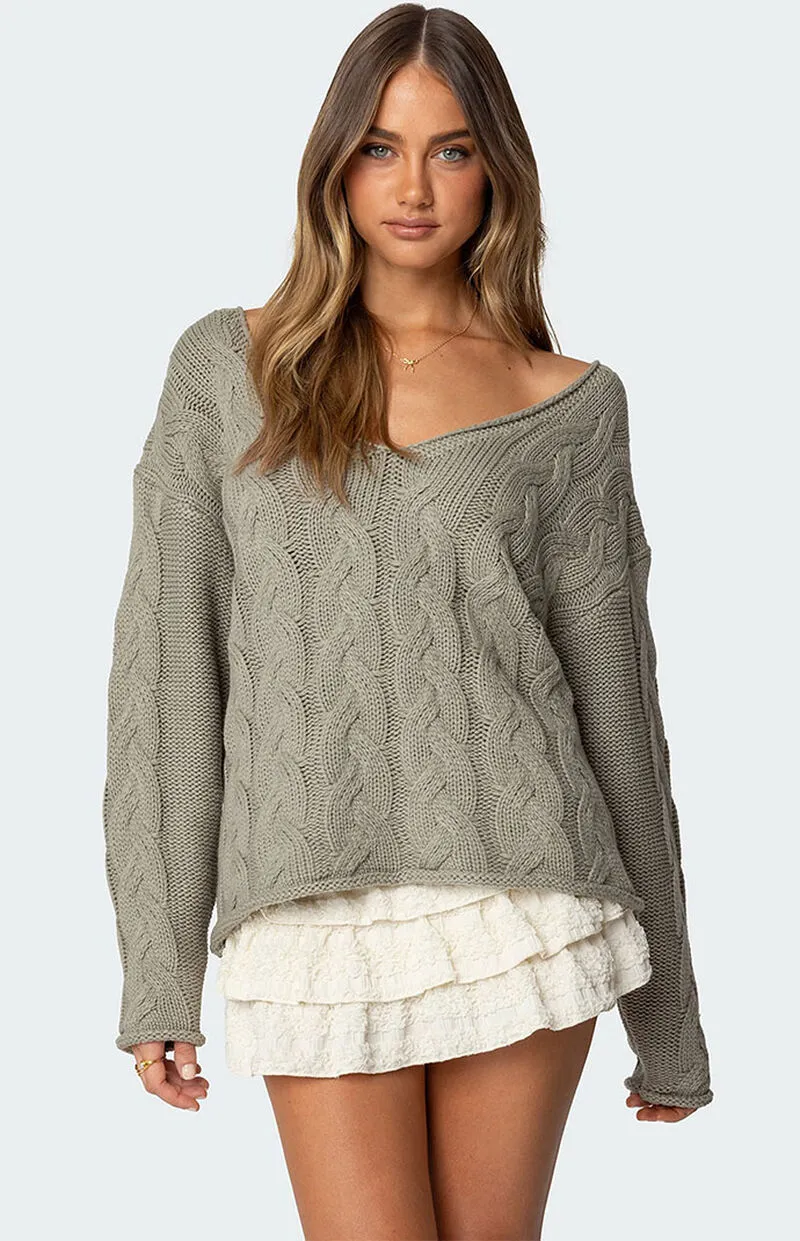 Edikted Inga Oversized Cable Knit Sweater