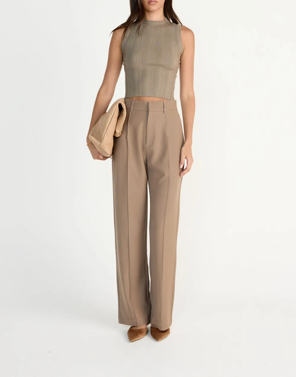 Textured High-Neck Sleeveless Vest