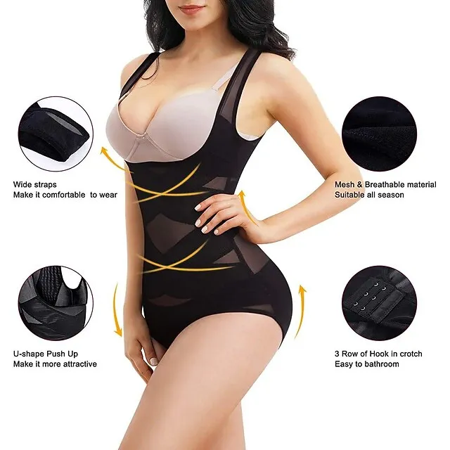 Bodysuit Women's Black color Mesh Elastic Waist Daily Sexy Skinny S