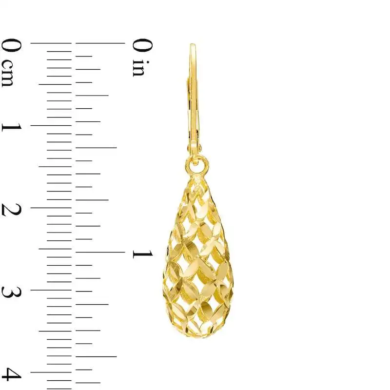 Italian Brilliance Diamond-Cut Drop Earrings 14K Yellow Gold