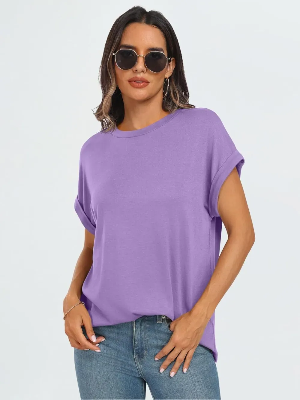 AUTOMET Women Tops Casual Basic T Shirts Loose Fit Crewneck Short Sleeve Summer Outfits