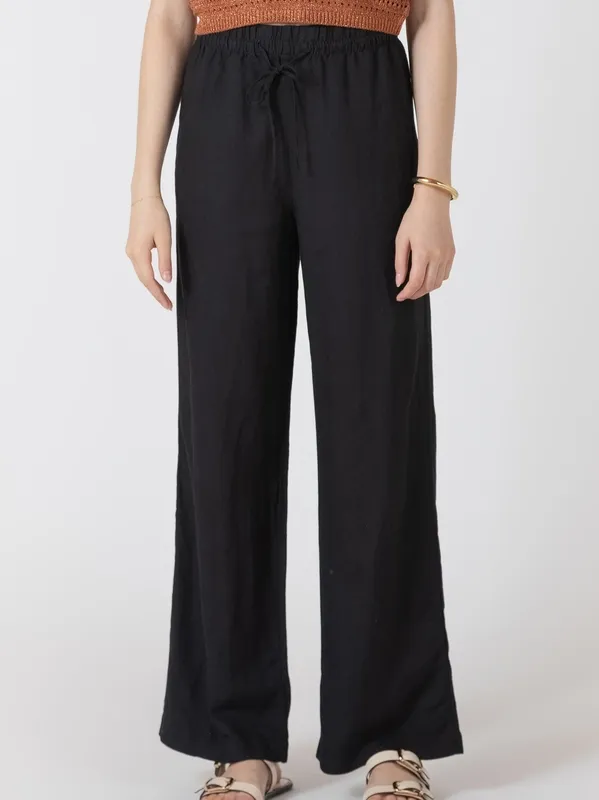 Drawstring Linen Blend Pull-On Pant