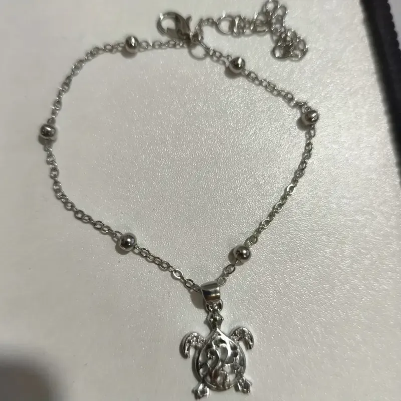 Turtle Anklet, Beaded Anklet, Turtle Pendant Anklet