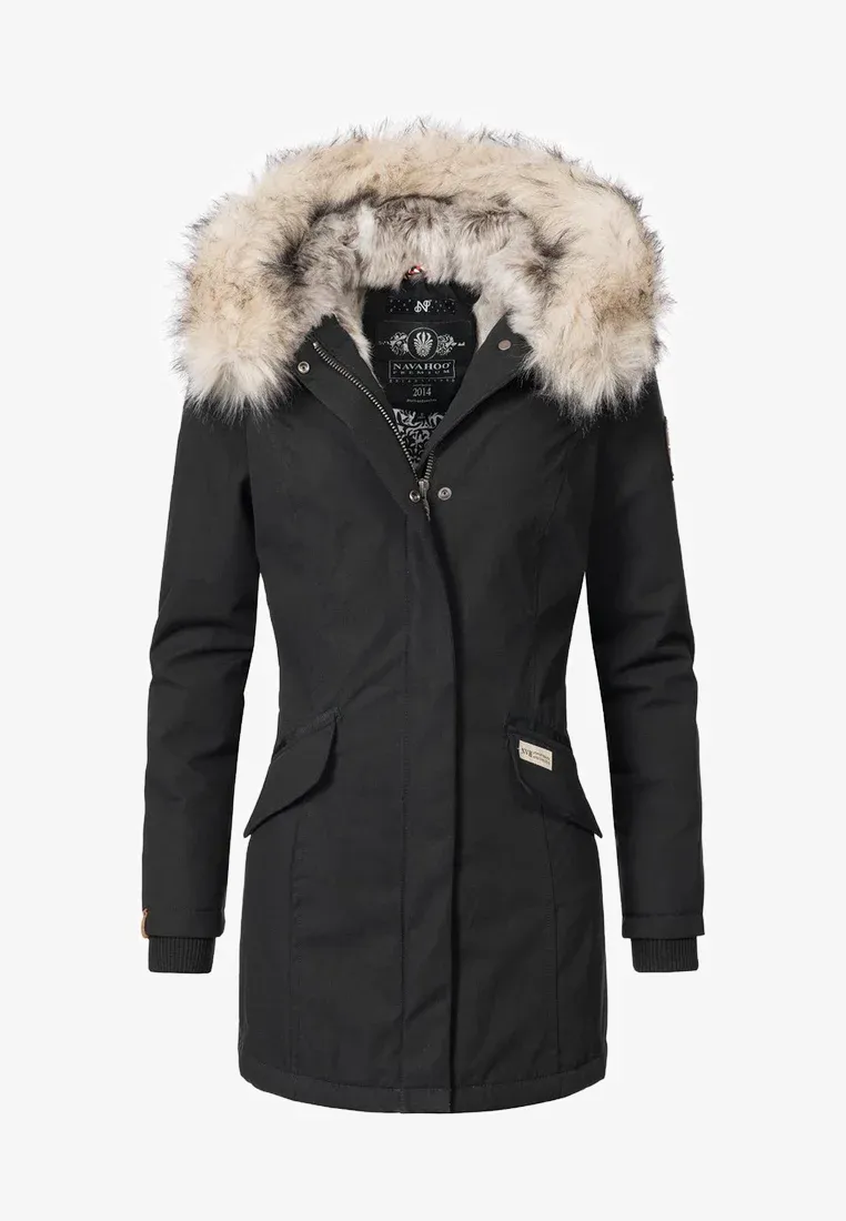 Plain  parka  coat black