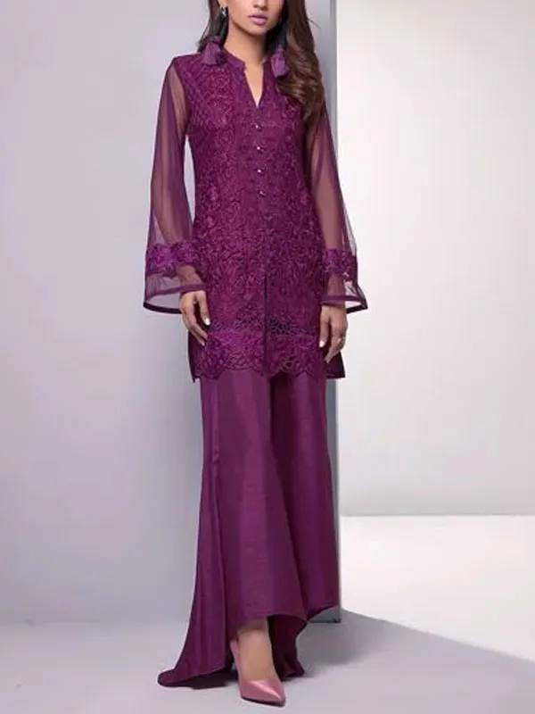 Lace mesh temperament shirt top ladies suit