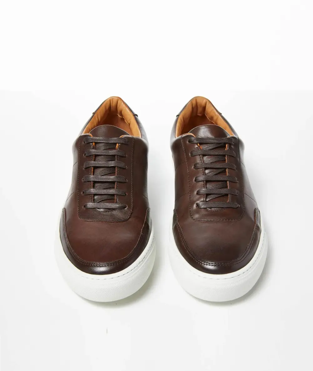 Leather Lace-Up Sneakers