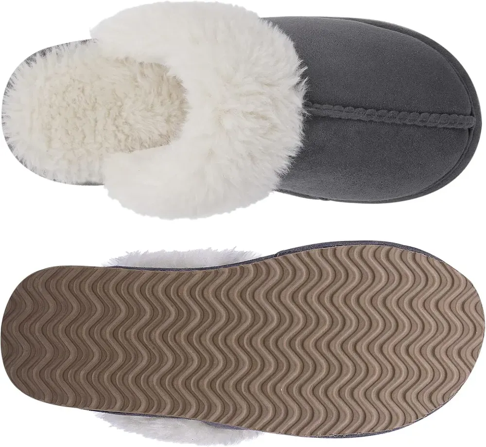 Women's Fuzzy Memory Foam Slippers Fluffy Winter House Shoes Indoor and Outdoor