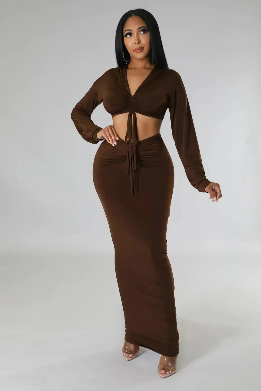 Spring/Summer Ethnic Clothing Long African Skirts Sets Women 2 Piece Set Drawstring Traditional Africa Outfits Fashion Solid Sexy Skirt Suits 2023