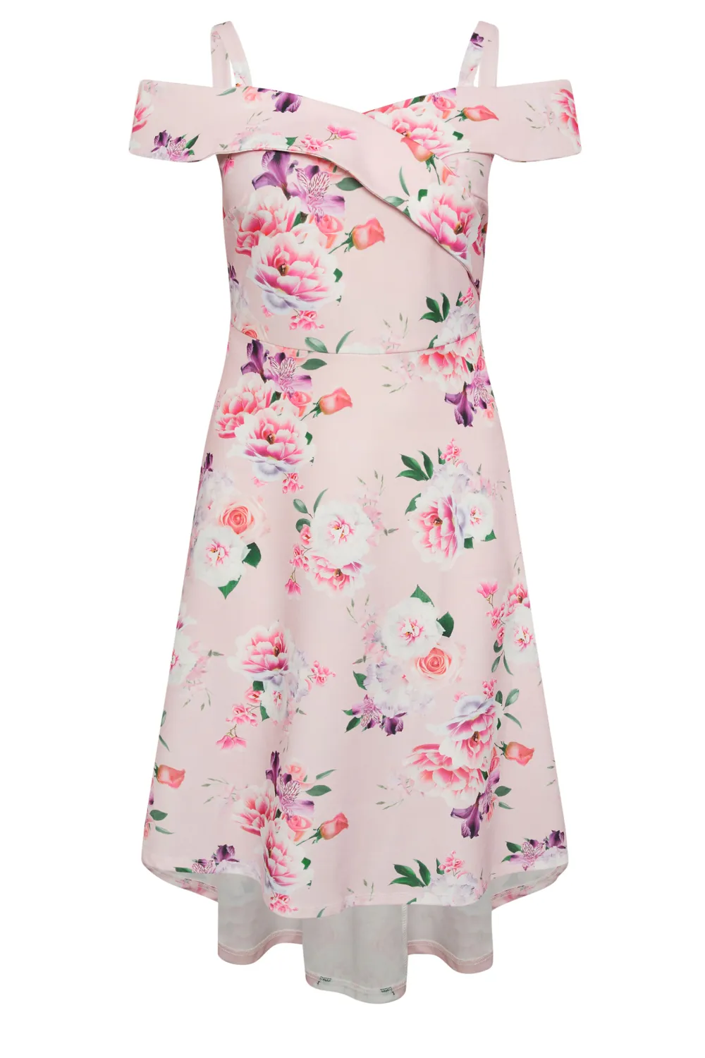 YOURS LONDON Curve Pink Floral Print Bardot Dress