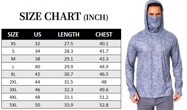 Men's UPF 50+ Hooded Camo Print Sun Protection Shirts