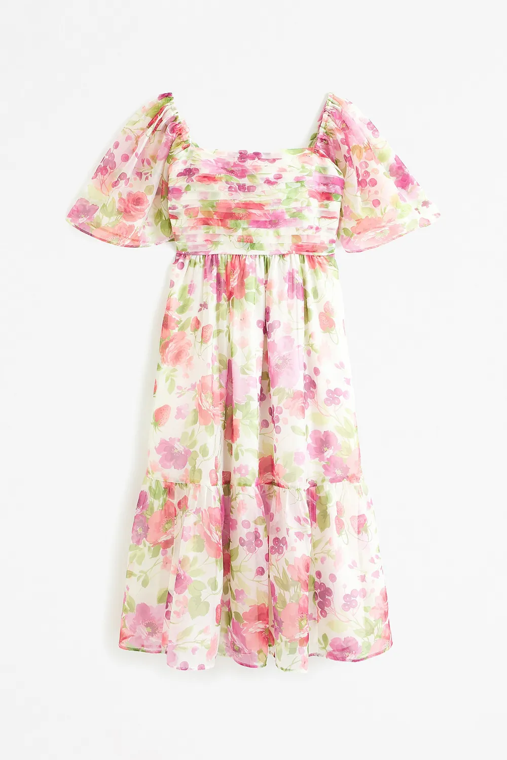 Emerson Angel Sleeve Midi Dress-Pink