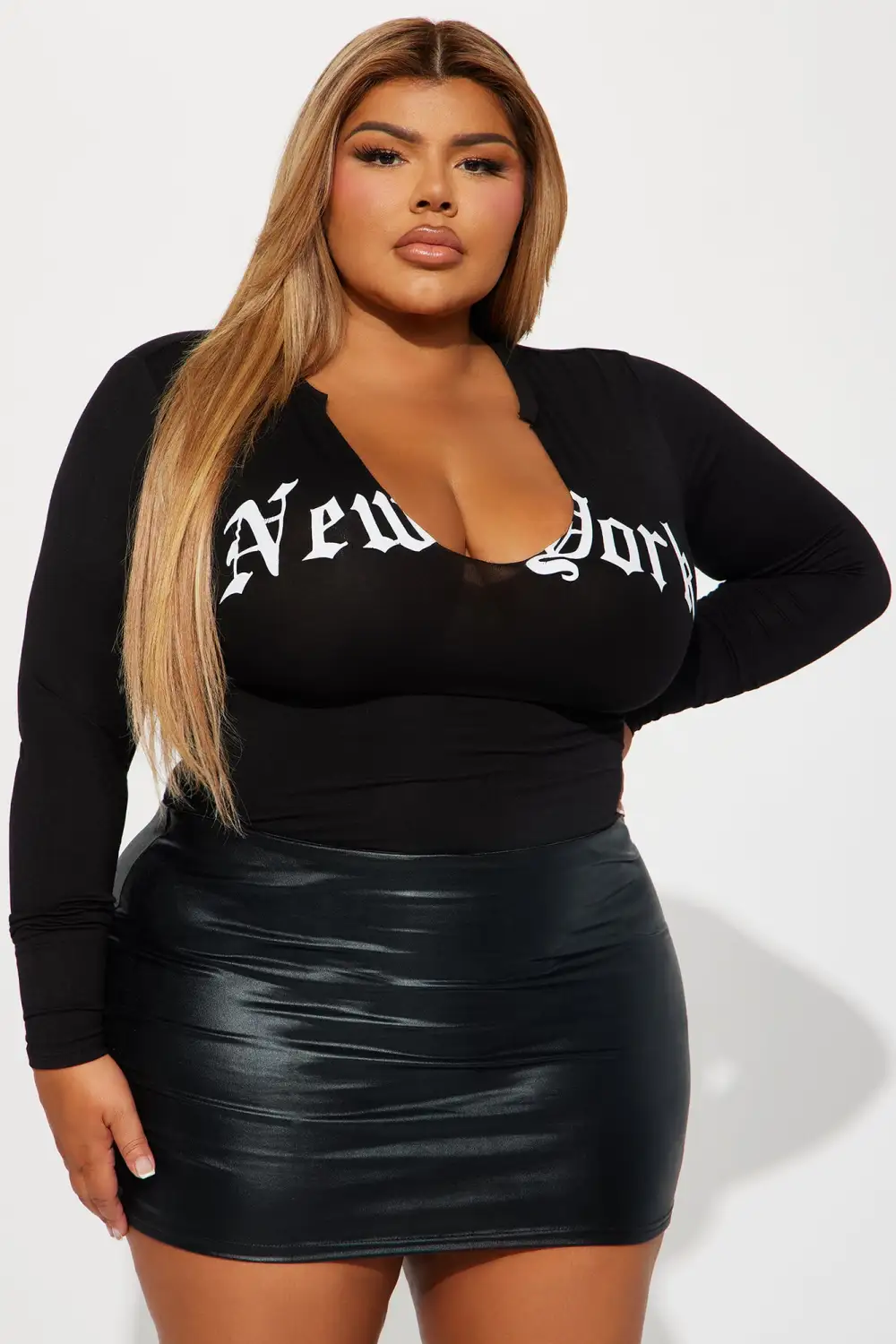 With Love New York Long Sleeve Bodysuit - Black