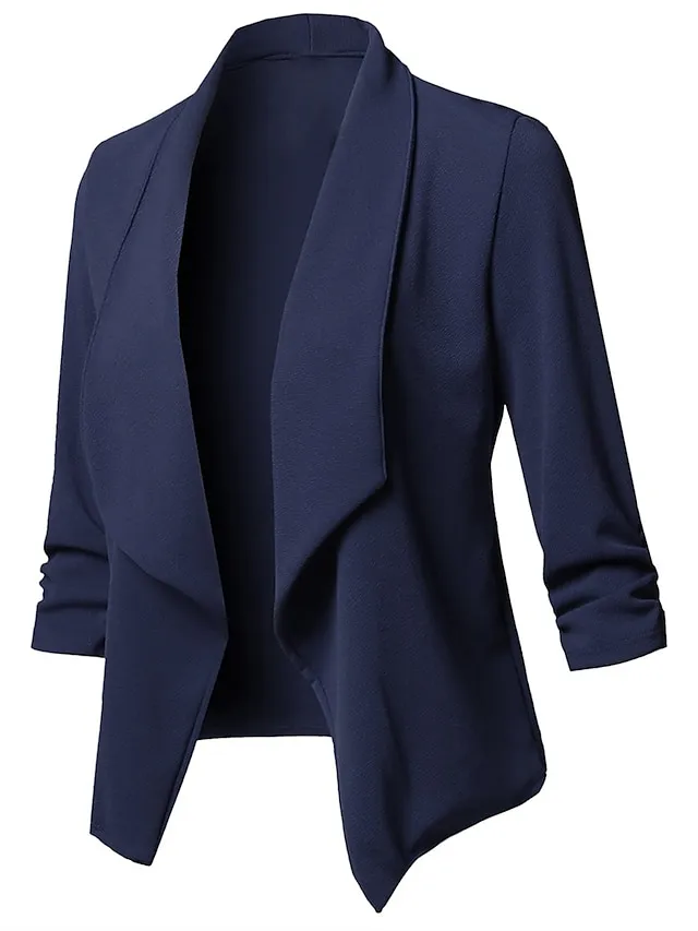 Women's Casual Jacket Work Street Daily Fall Winter Coat Regular Fit Warm Breathable Comtemporary Stylish Casual Jacket Long Sleeve Plain Slim Fit Black White Wine