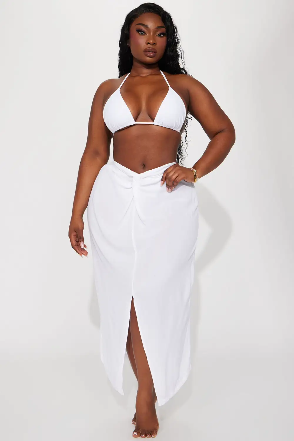 Breezy Nights Linen Swim Cover Up Skirt - White