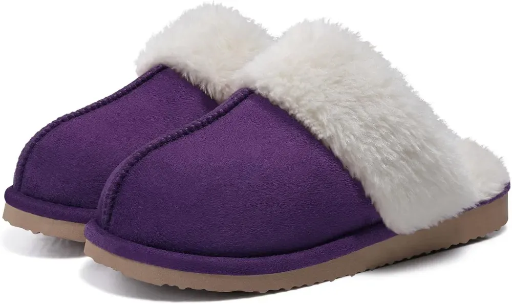 Women's Fuzzy Memory Foam Slippers Fluffy Winter House Shoes Indoor and Outdoor