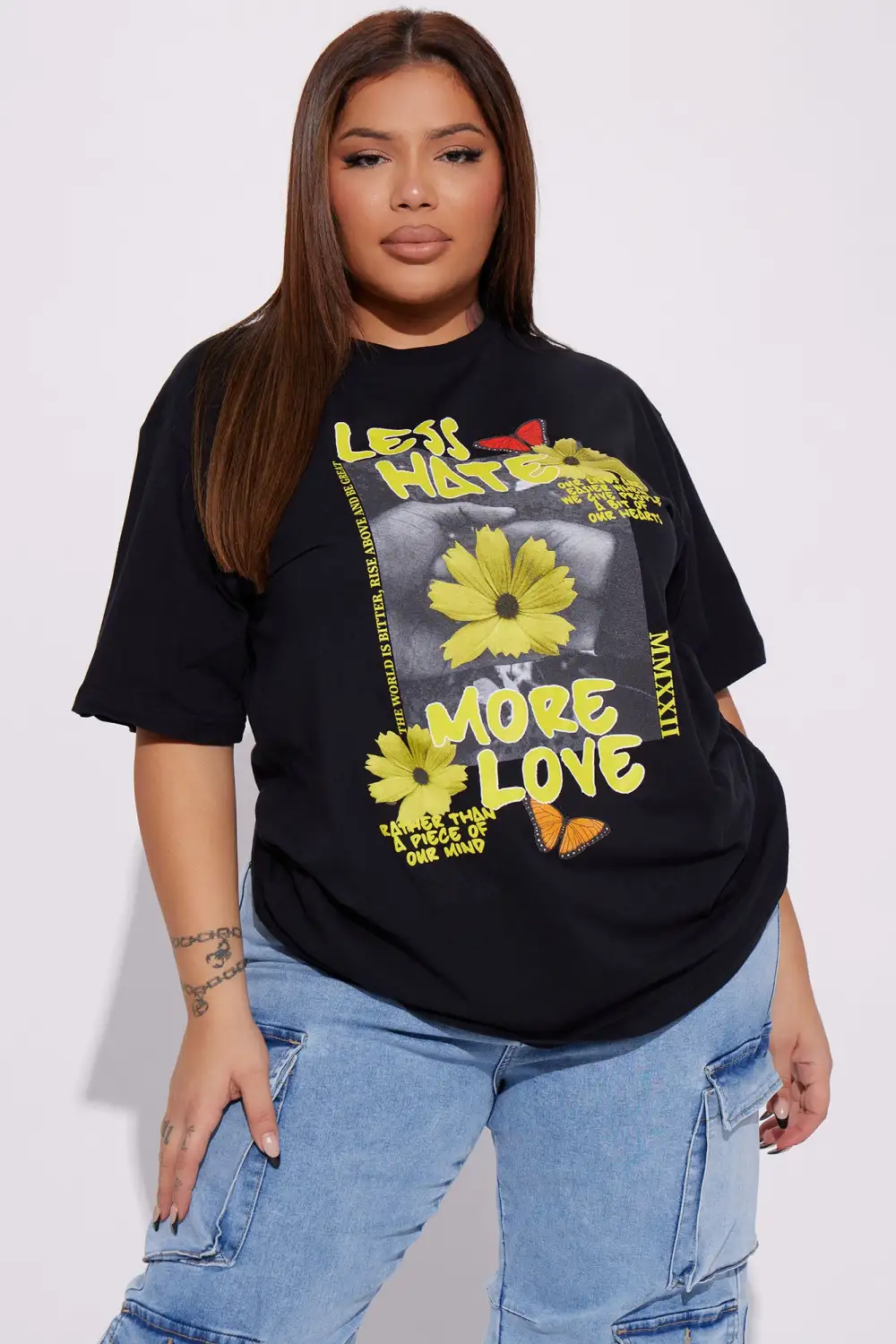 Less Haters More Love Graphic Tshirt - Black